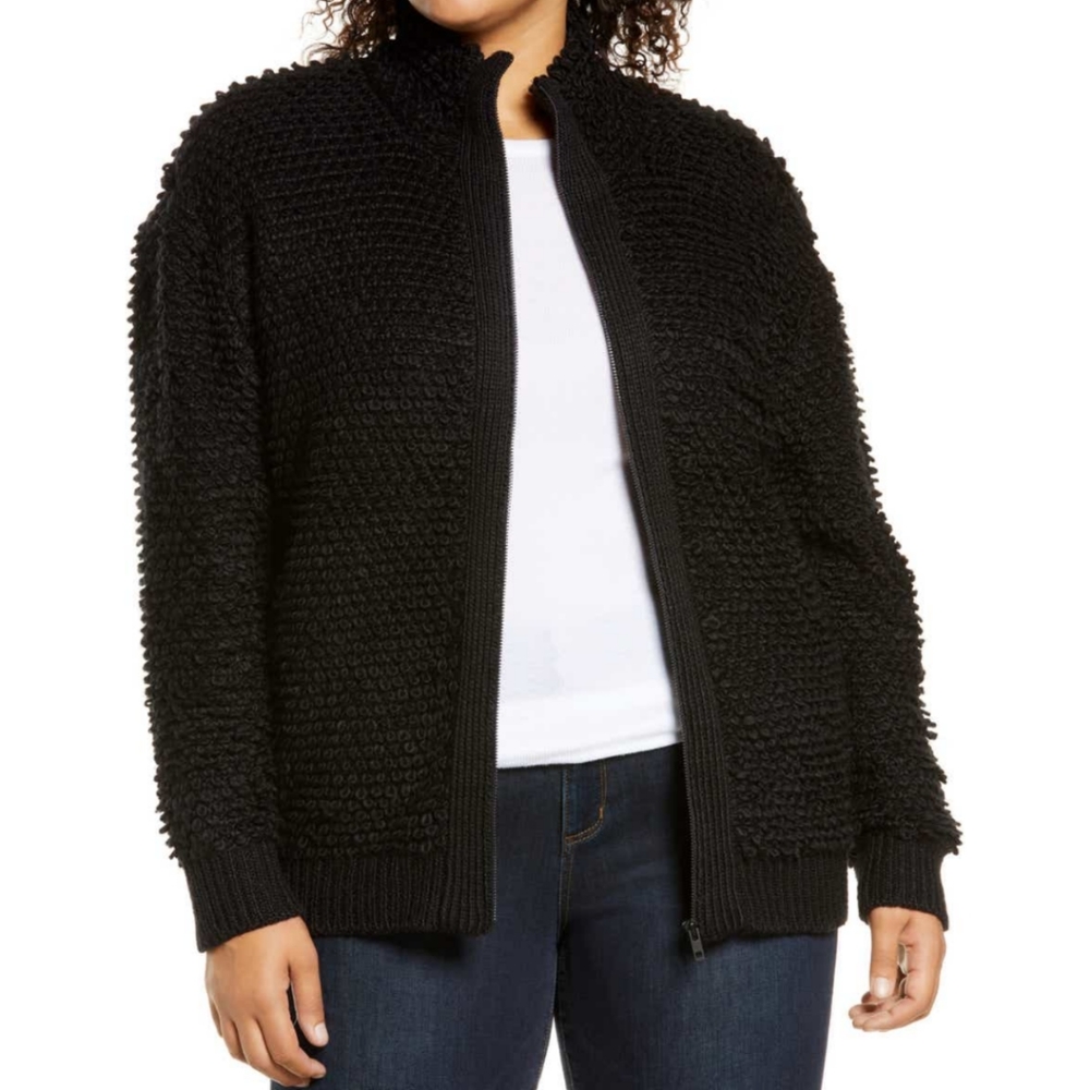 Treasure&Bond Loop Yarn Zip Cardigan